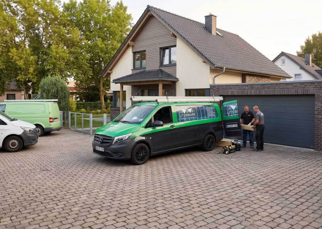 Dachdecker kontrolliert Dachziegel und Anschlüsse bei einer regelmäßigen Dachwartung