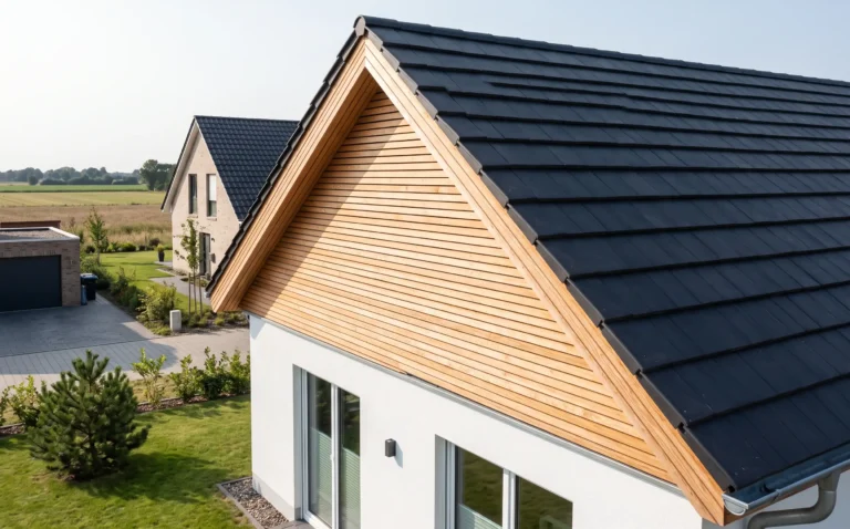 Hinterlüftete Giebelverkleidung an einem Wohnhaus in der Region Hannover