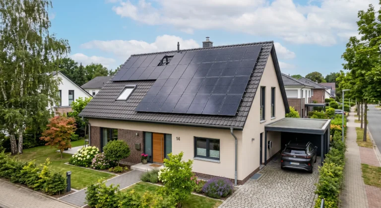 Photovoltaikmodule auf einem Steildach in der Region Hannover